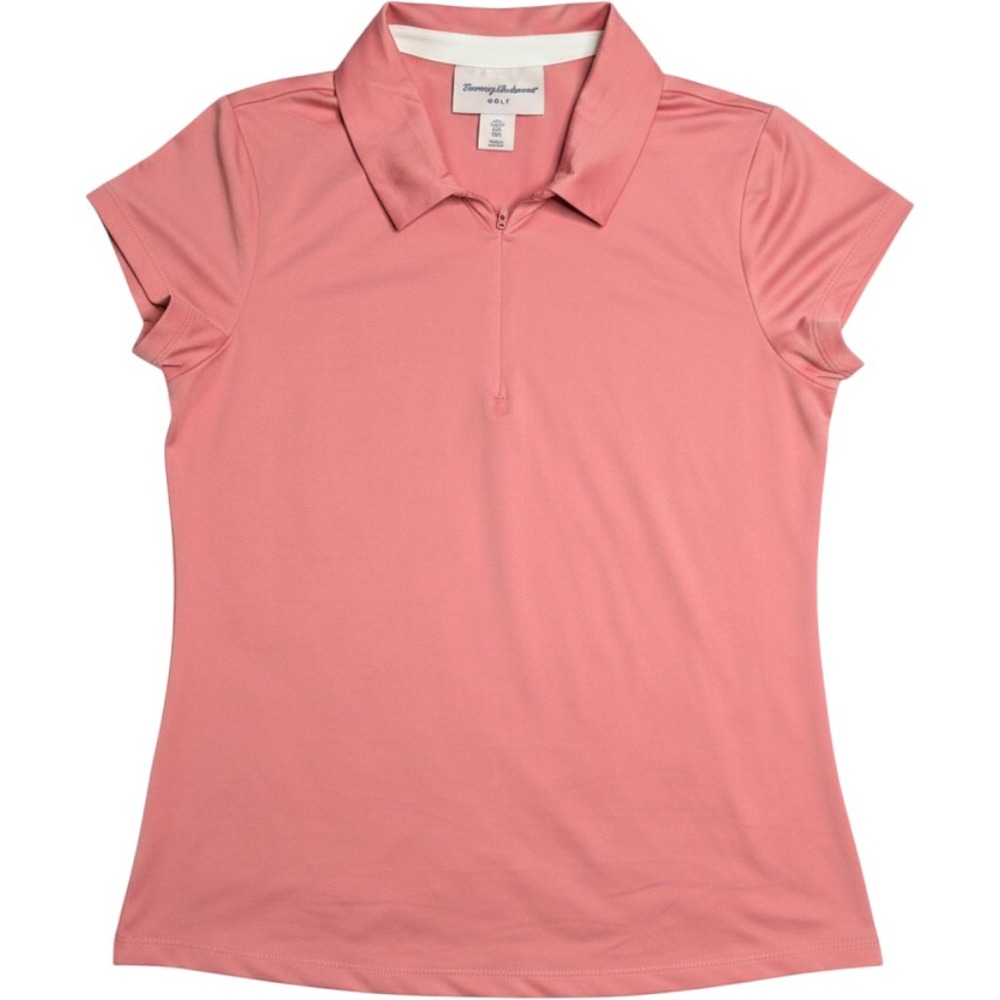 Tommy Bahama Womens Golf Polo Large Coral Pink Quarter Zip Performance Shirt